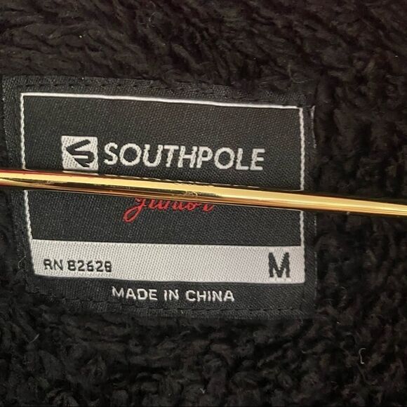 South Pole Jr Black and Pink  NASA Fuzzy Teddy Zip Up Jacket Size Medium - Picture 6 of 9